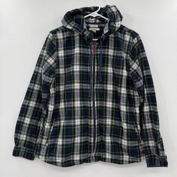L.L. Bean Jackets & Blazers - LL Bean Women XL Scotch Plaid Flannel Shirt Relaxed Fit Zip Hoodie jacket